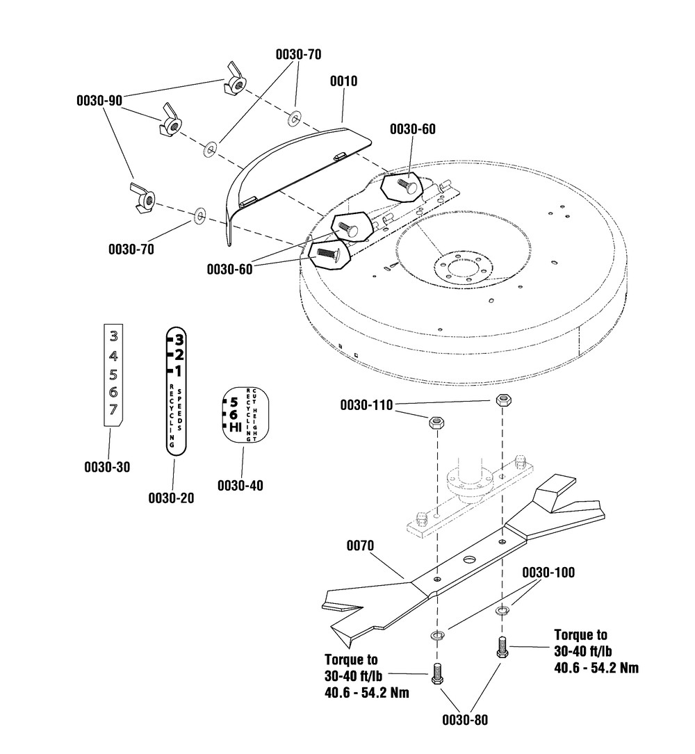 Mulcher Recycling Kit Assembly (7600100) Diagram and Parts List for 7600100  Briggs and Stratton Lawn Tractor Accessories